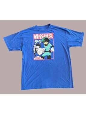 My Hero Academia Deku Blue Graphic T-Shirt 3XL Cotton/Polyester Funimation Licen